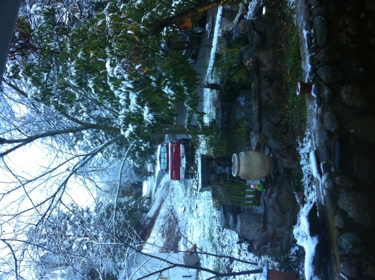 a pickup truck is parked in the snow