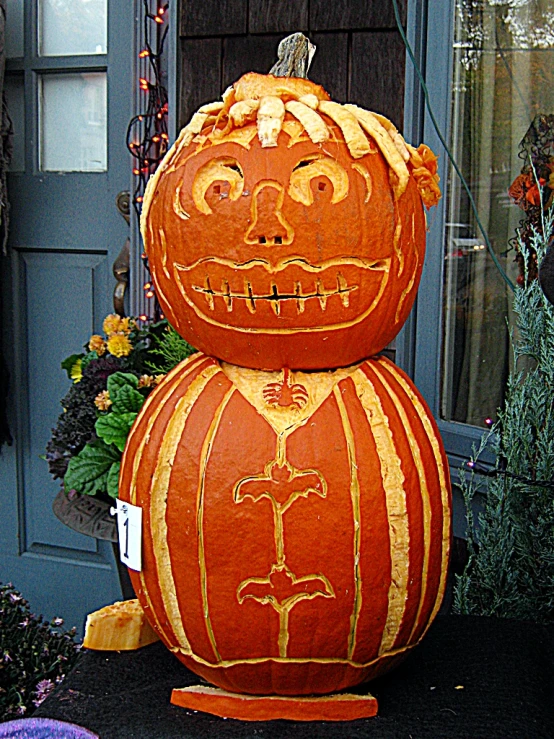 a pumpkin carved to look like a man