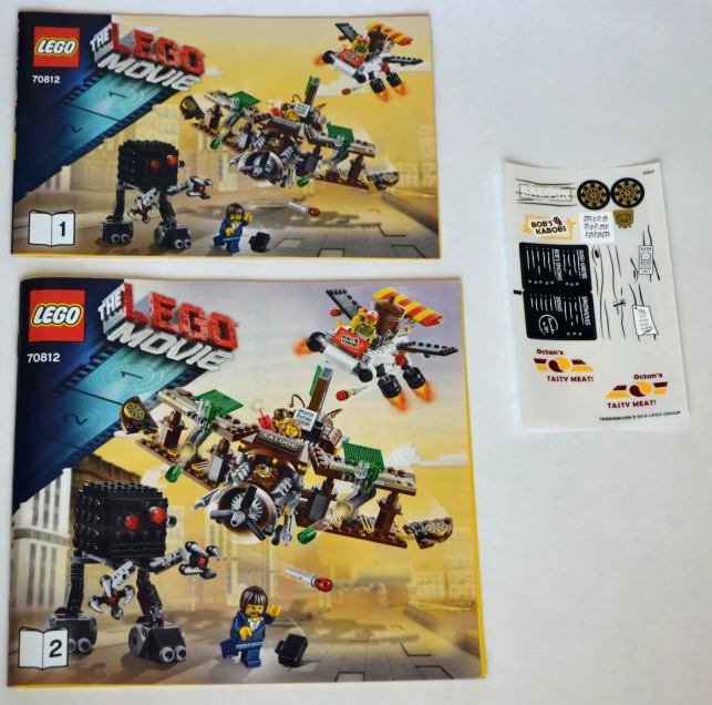 two posters depicting the first version of the lego movie