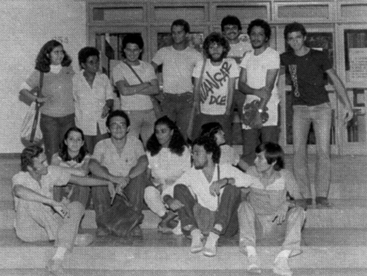 a black and white po with an old picture of students