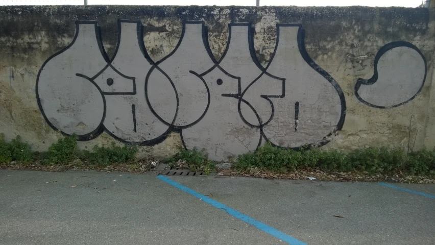 graffiti painted on a concrete wall depicting vases