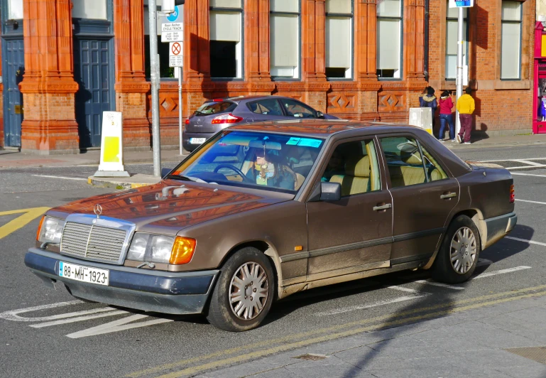 a car parked on the side of a street