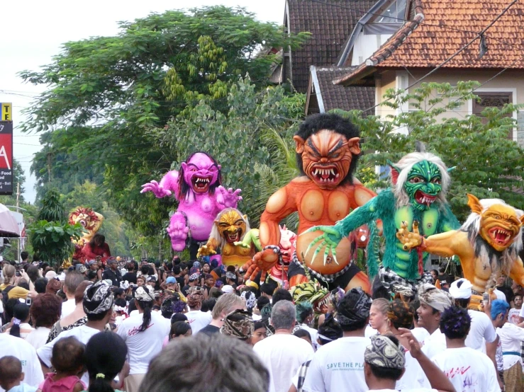 there are several people in the parade in the street