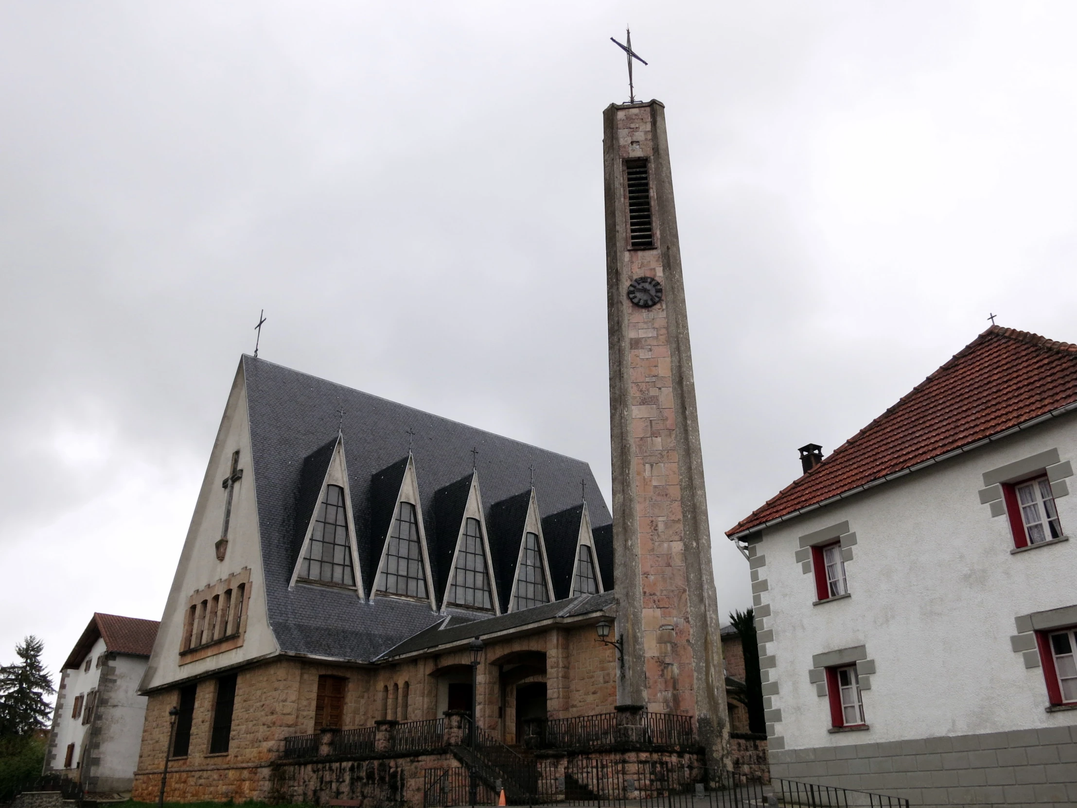 the building is large and has multiple steeples