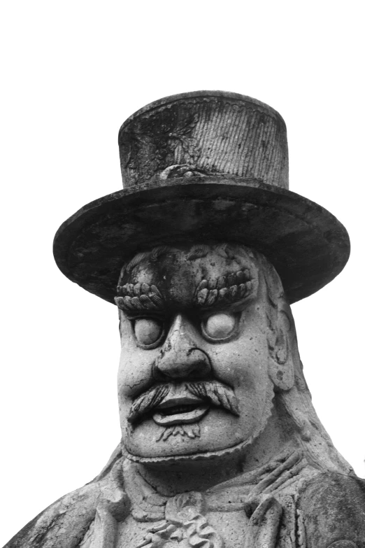 a statue wearing a hat and mustache