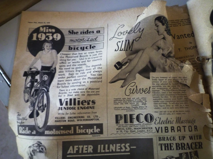 an old newspaper with a lot of vintage ads on it