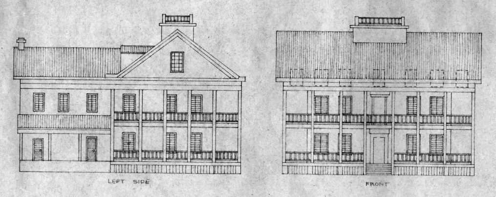 two plans of the front and back of an apartment building