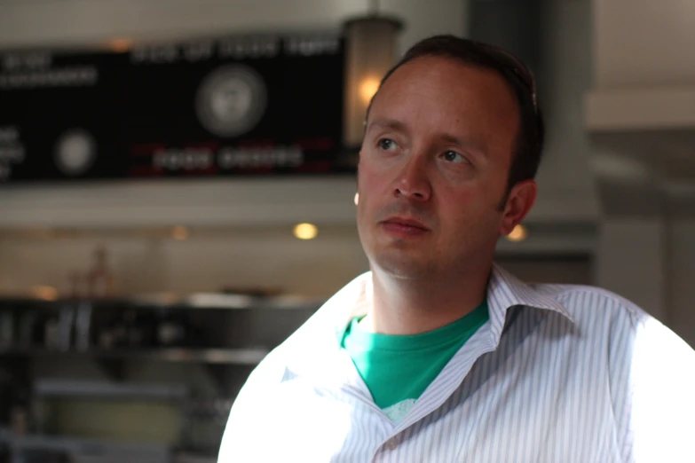 a close up s of a man in a cafeteria