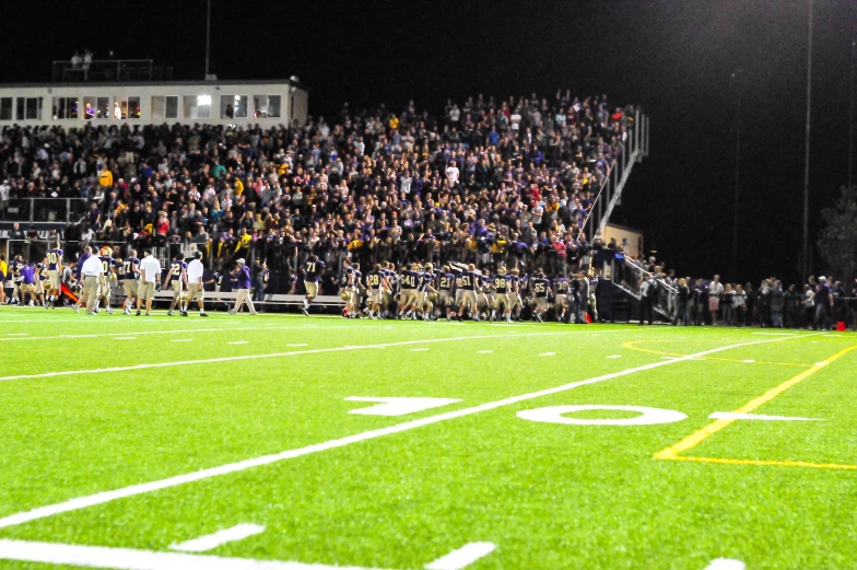 a crowd of people in a stadium watching a football game