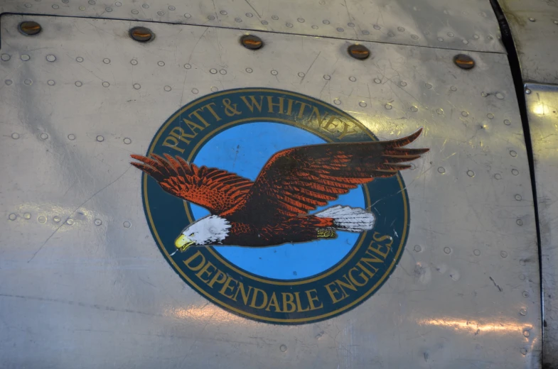 the emblem on an aircraft's engine is clear