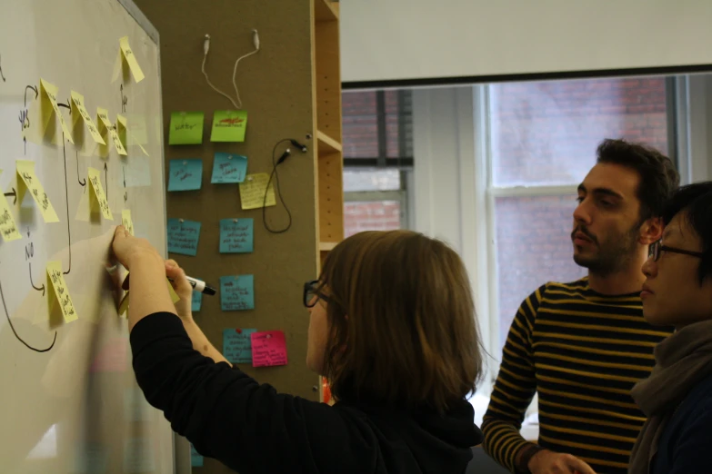 three people working on a project together