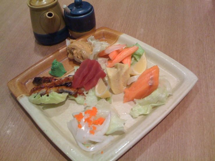 a table with several different foods on it