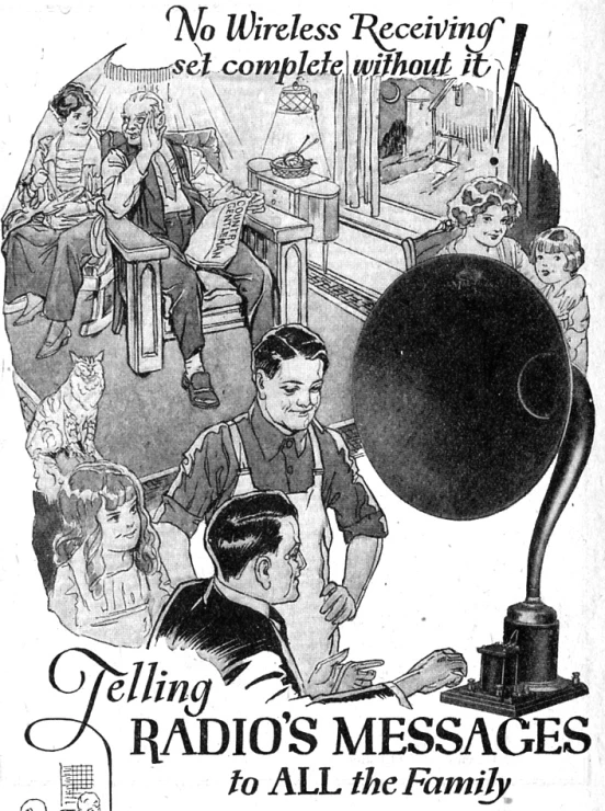 an advertit for radio messagers showing an old radio