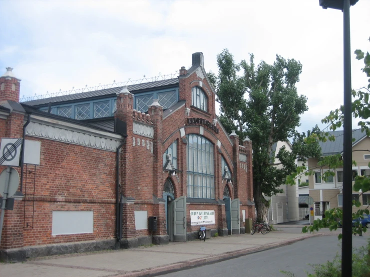 an old building in the town is now occupied by pedestrians