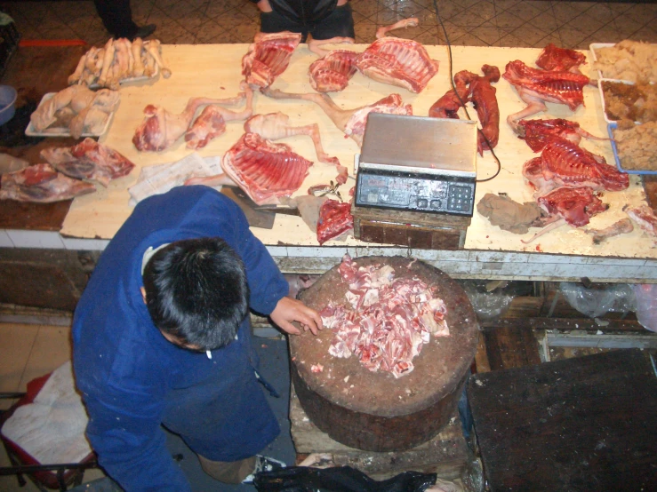 some people are making various cuts of meat
