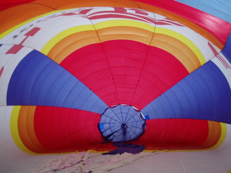 the inside of a multi - colored, inflated balloon