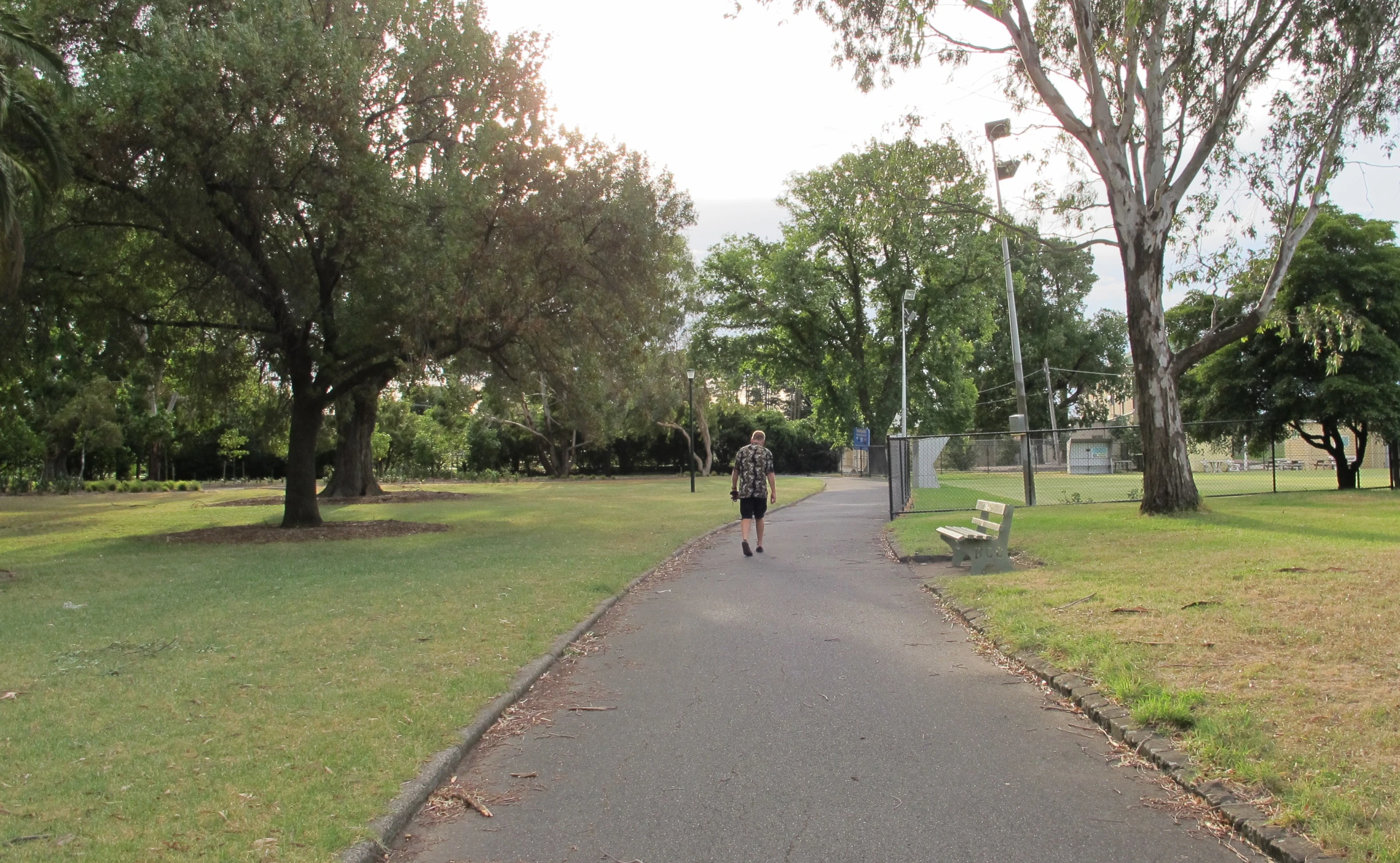 the woman runs her bike down the path