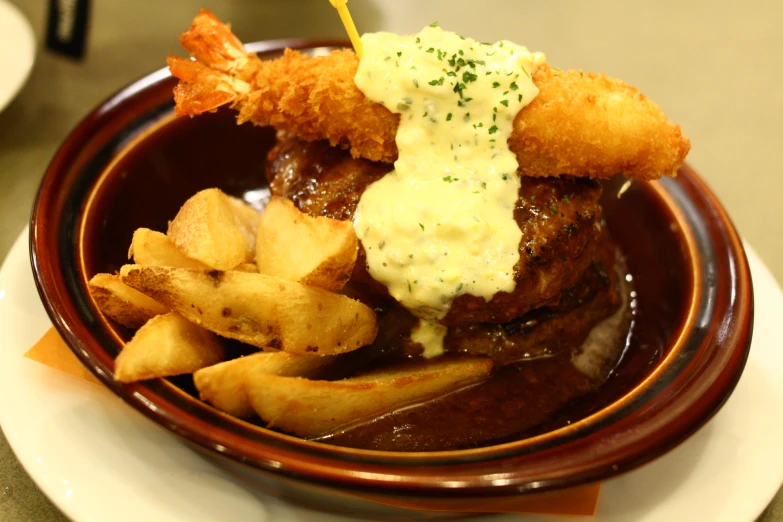 a steak dinner is shown on a plate