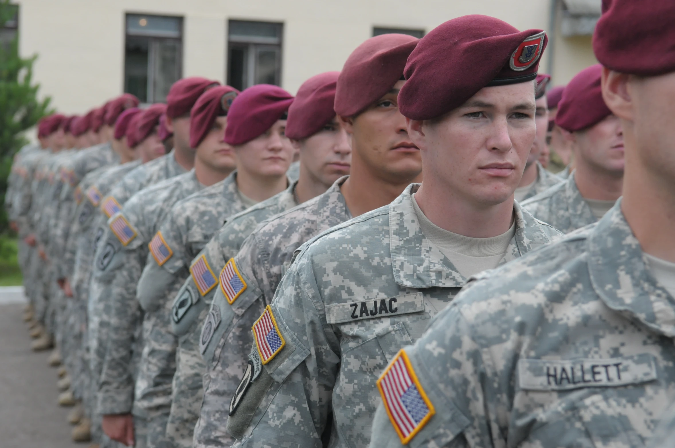 a military group of soldiers standing in formation