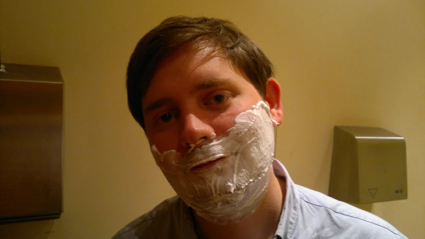 a man is wearing duct tape around his nose