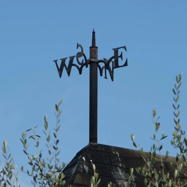 an old fashioned weather vane sitting on top of a roof