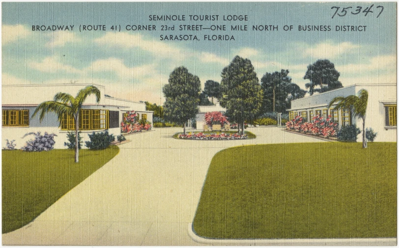 the old postcard depicts a view of a small town