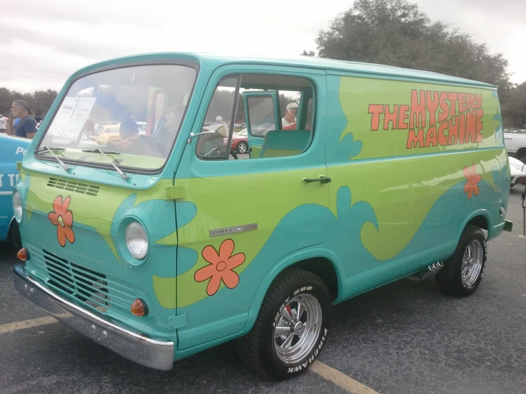 a truck with a wrapper painted on the front