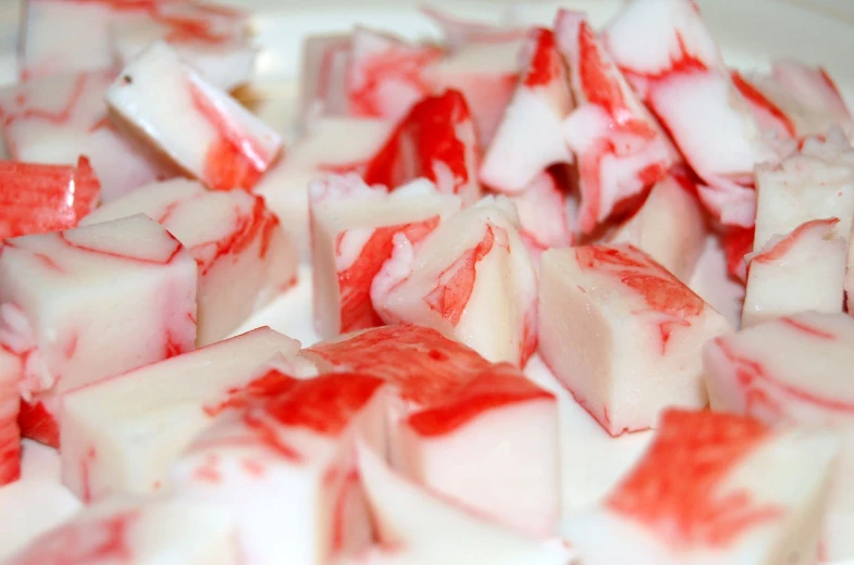 a picture of red and white sugar cubes