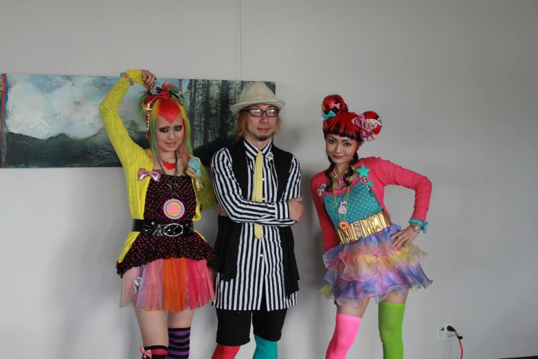 a group of people dressed up in costumes