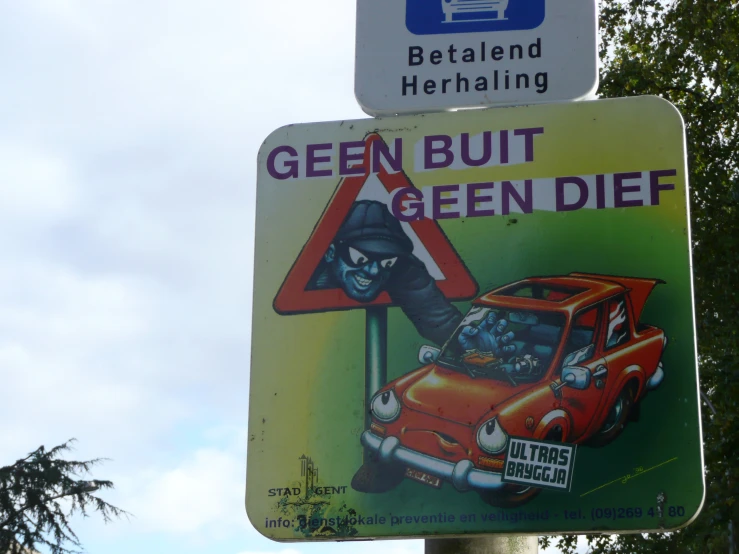 a street sign that says gen but gegen diff