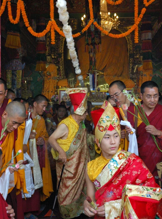 the monks gather to be in the temple