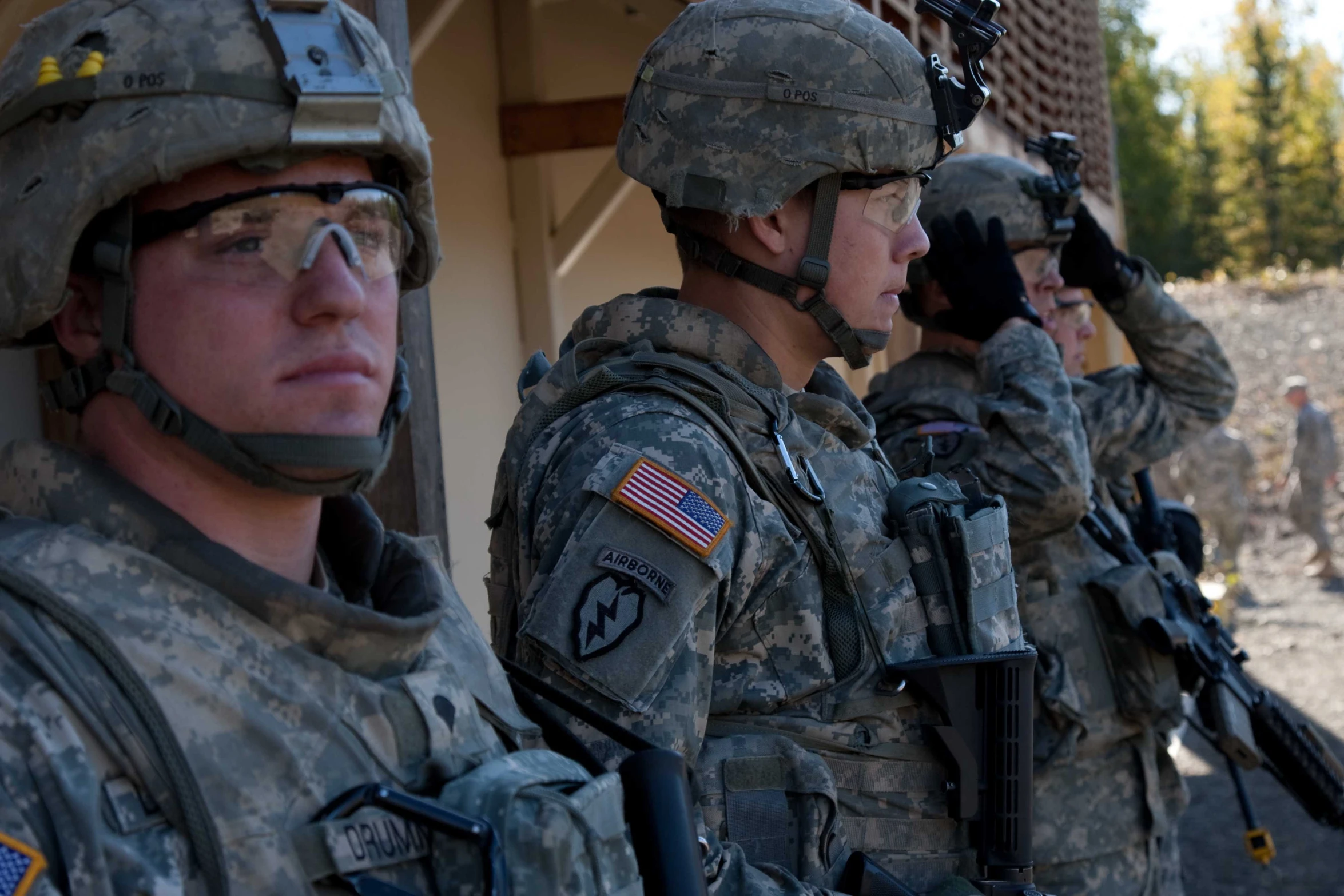 a group of soldiers are lined up in line