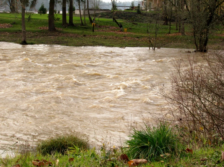 a river that has been flooded in some places