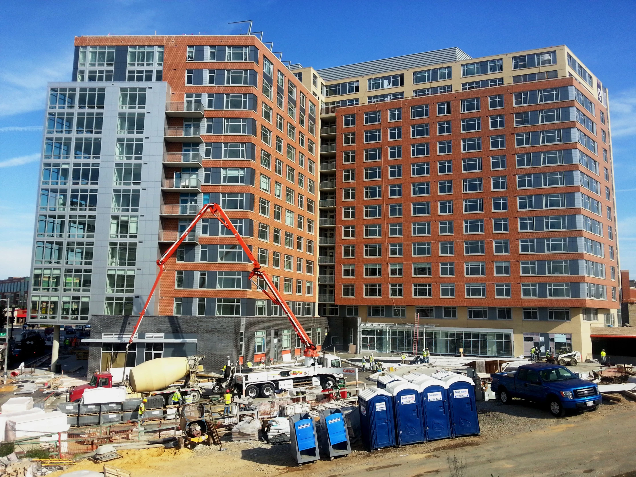 a construction site with several tall buildings on it