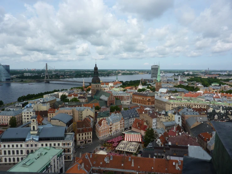 the city is full of red brick buildings