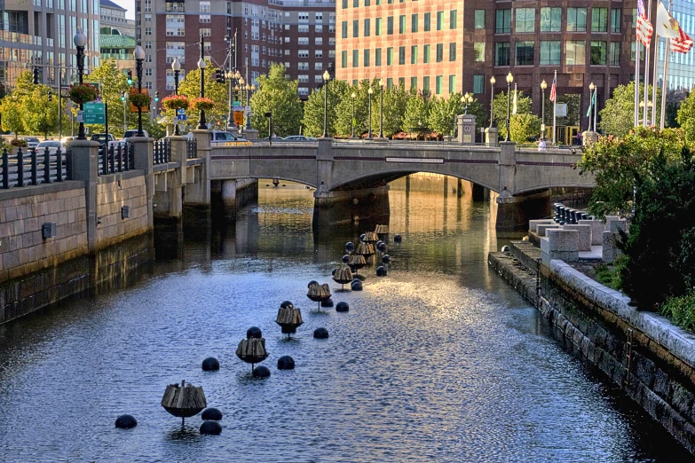 a bridge crossing over a river in a city