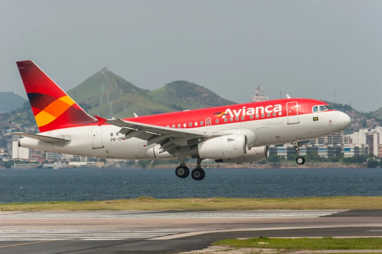 a large passenger plane is about to land on the runway