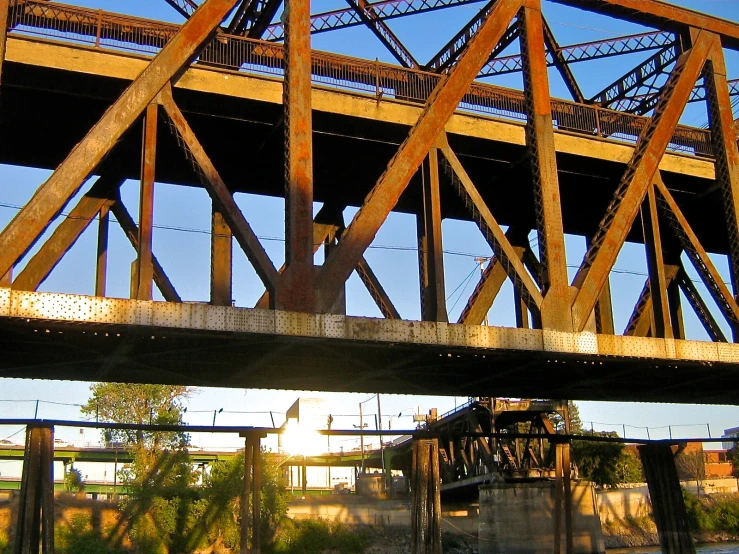the underside of a bridge and its wooden supports
