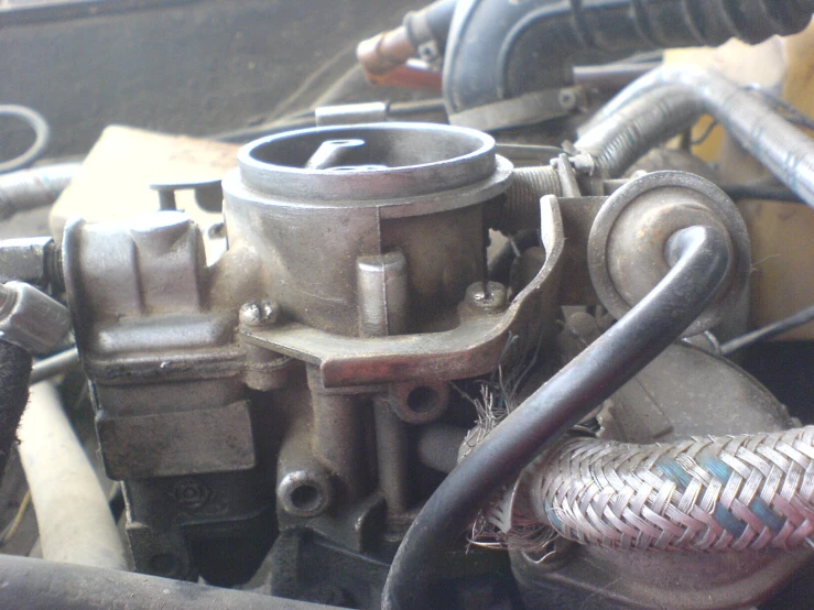 a close up view of an old motor