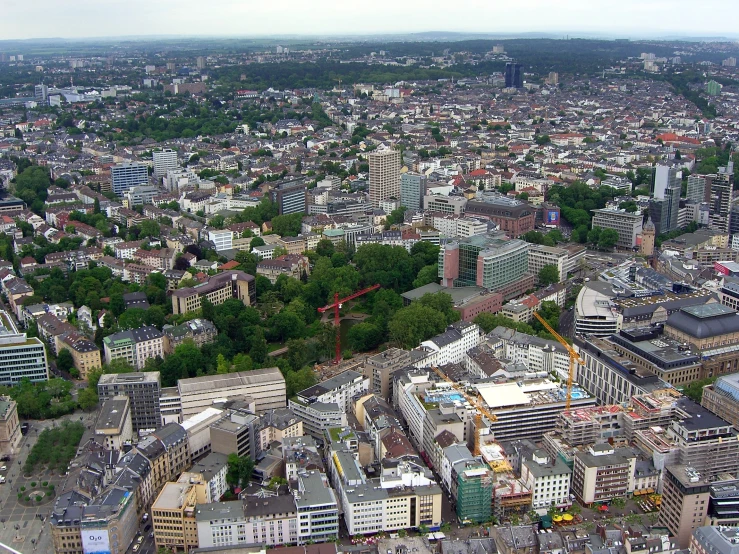 the view of an aerial s of a town