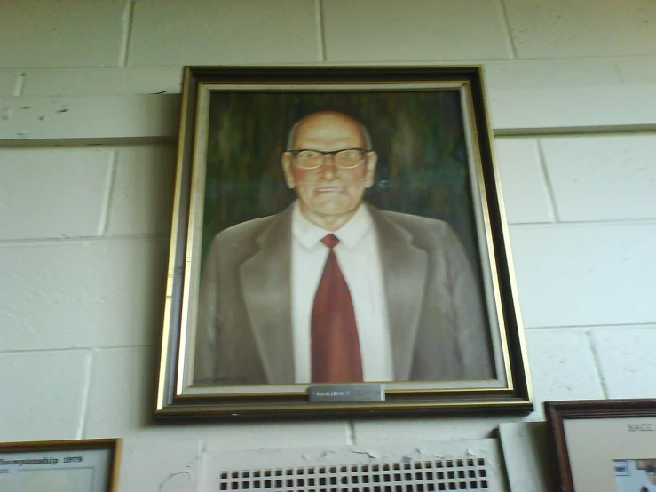 the painting shows an older man wearing a suit and tie