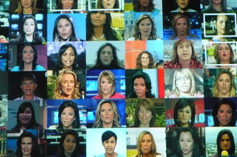 an image of many images on a news screen