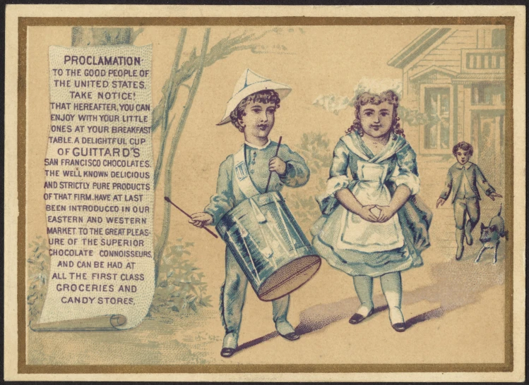 there is a drawing of two children walking with their instruments