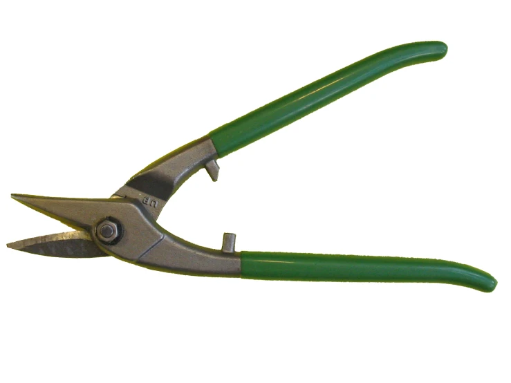 green handled shear with a pair of scissors