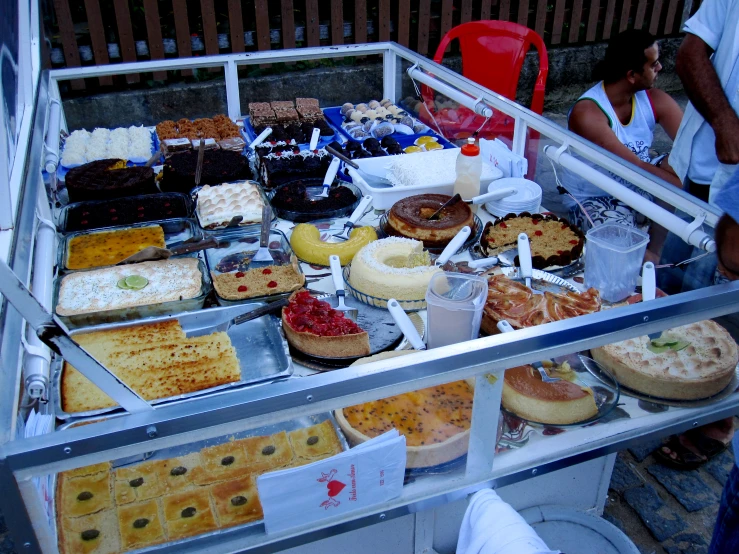 several deserts that are sitting on display for sale