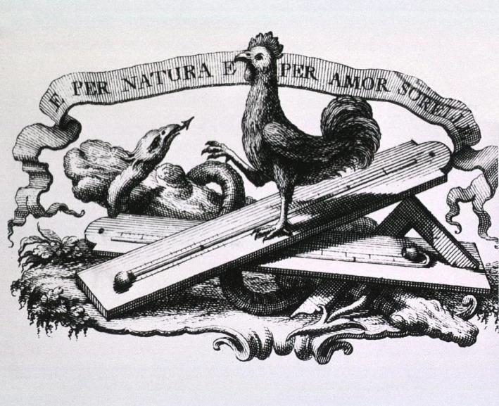 an illustration shows chickens on crosses in the middle of a religious banner