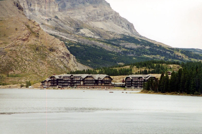 a view of a large lake in front of a building