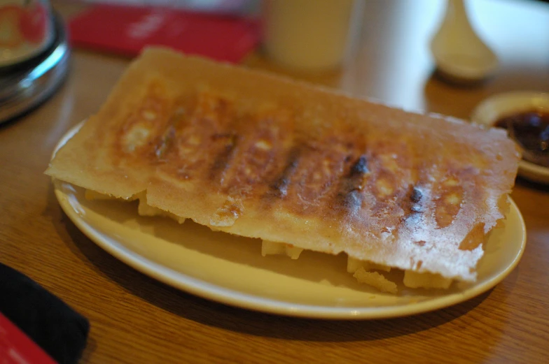 food items are placed on a small white plate