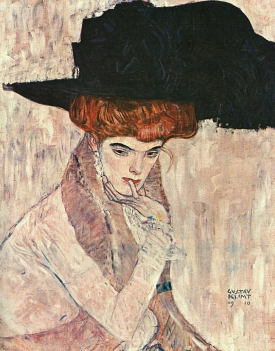 a painting of a woman wearing a hat and holding a cigarette