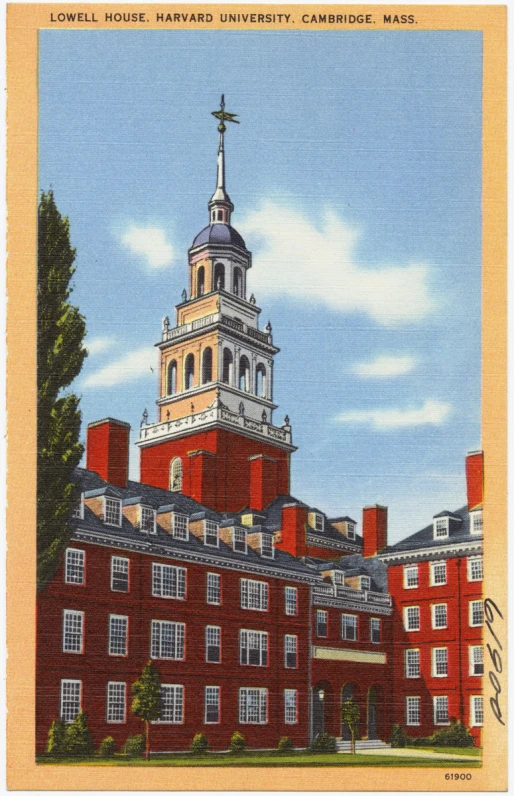 this is an old time postcard depicting a university